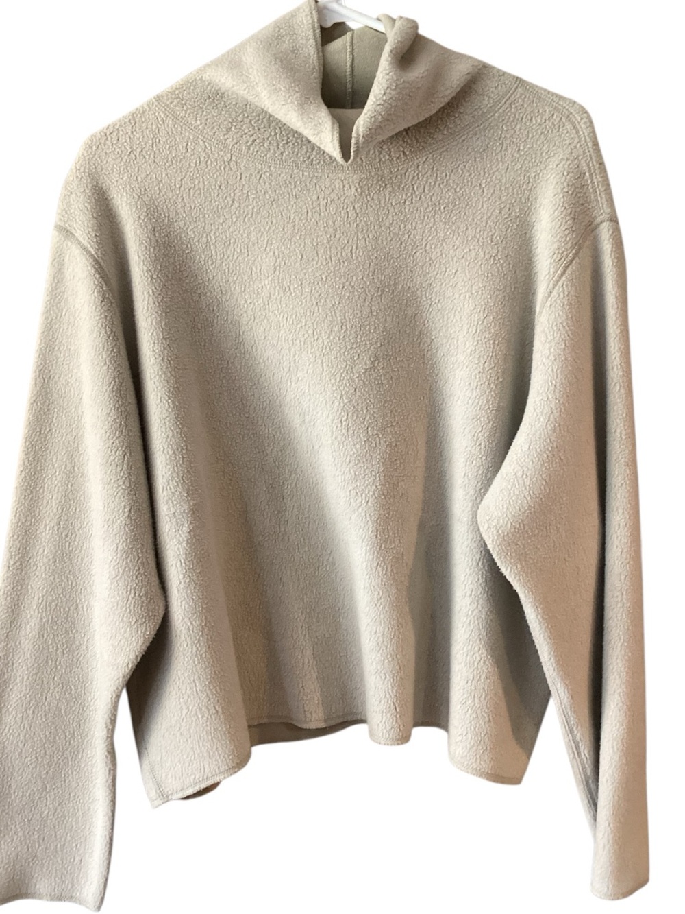 Vintage Eddie Bauer Women’s XL Cream Fleece Mock Neck Pullover Boxy Soft Light